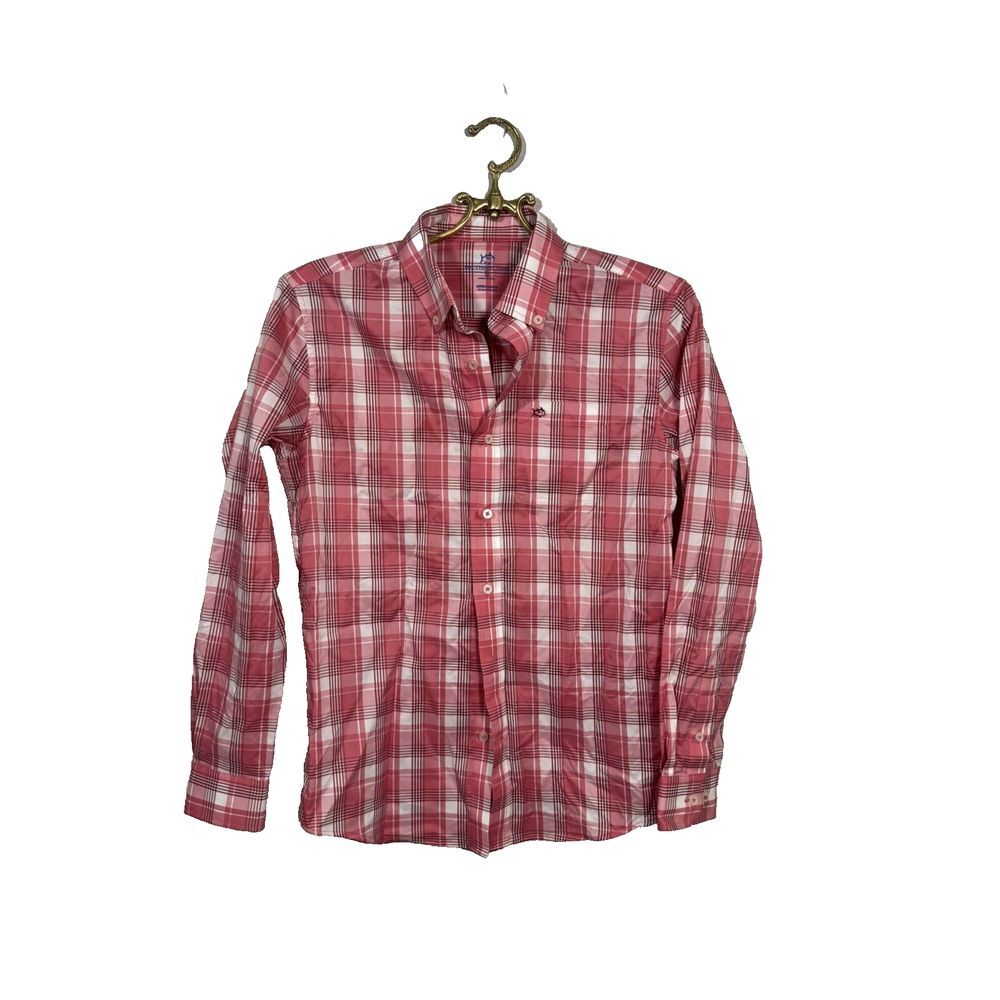 Southern Tide‎ Boys XL (16) Intercoastal Red Plaid  Button Down Shirt EUC